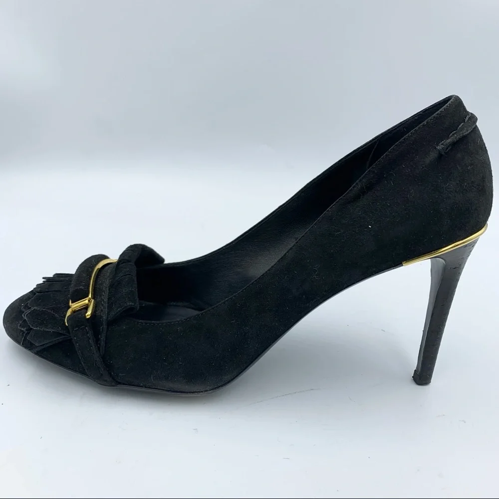 Burberry Metal Bar Hampden Fringe Black Pump